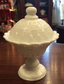 Milk Glass Covered Compote