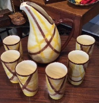 Metlox Vernonware Organdie Pattern Pitcher & Tumblers