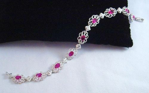 .925 Sterling Silver Thailand Filigree Link Bracelet