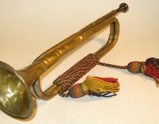 19th c. Brass Cavalry Bugle w/ Hussar Regiment Silk Tassles