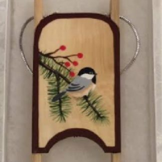 Chickadee Wooden Sled Ornament