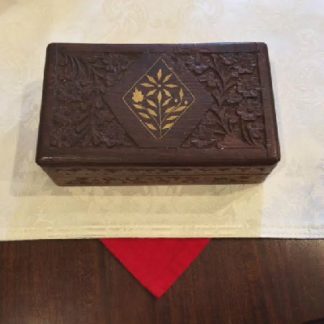 Carved Wooden Box With Inlaid Design