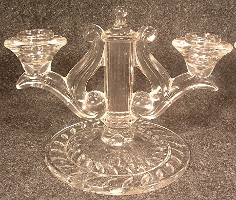 Pair Of Indiana Glass Laurel Double Candlesticks
