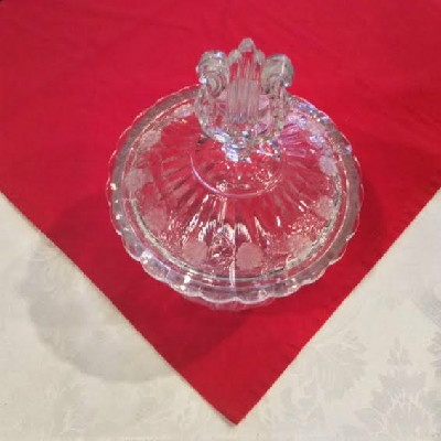 Elegant Leaded Glass - Frosted Daisy Pattern - Candy Dish with Lyre Finial