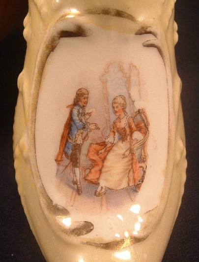 German Porcelain Pale Green Yellow Luster Ladies' Slipper / Shoe - ca. 1920