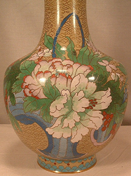 Cloisonne Vase - Basket of Flowers & Butterflies - Image 3
