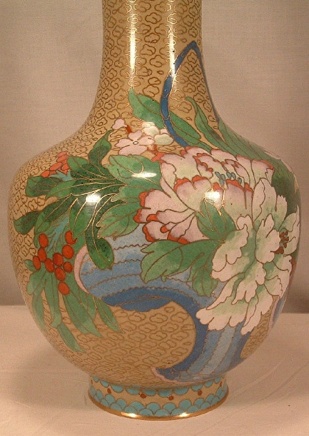 Cloisonne Vase - Basket of Flowers & Butterflies - Image 4