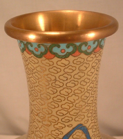 Chinese Cloisonne Vase - Basket of Flowers & Butterflies
