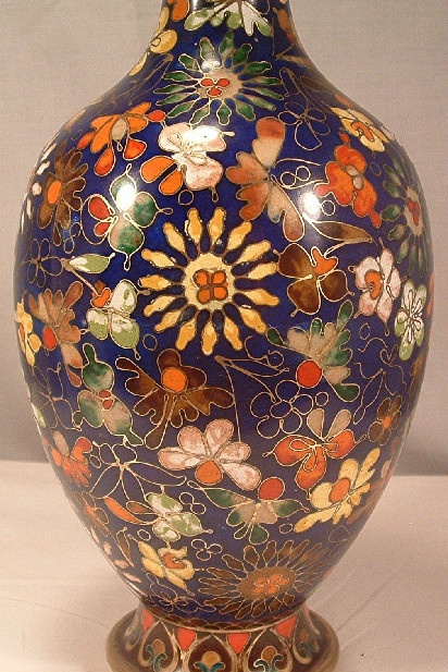 Cloisonne Vase - Extremely Ornate w/ Many Flowers & Signed - Image 5