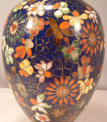 Cloisonne Vase - Extremely Ornate w/ Many Flowers & Signed - Image 8