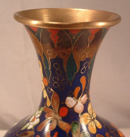 Cloisonne Vase - Extremely Ornate w/ Many Flowers & Signed - Image 9