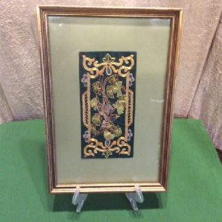 Chinese Embroidered Silk & Gold Thread Framed Panel - Purple Bird of Paradise