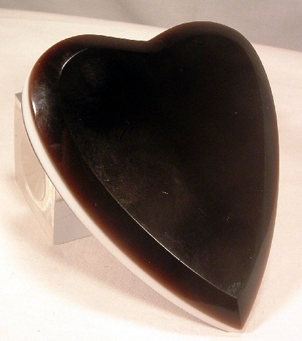 Amethyst & White Milk Glass Heart Shaped Paperweight - Image 2
