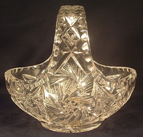 Cut Lead Glass Basket w/ Original Lausitzer German Democratic Republic Label