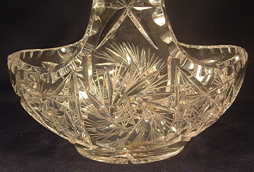Cut Lead Glass Basket w/ Original Lausitzer German Democratic Republic Label