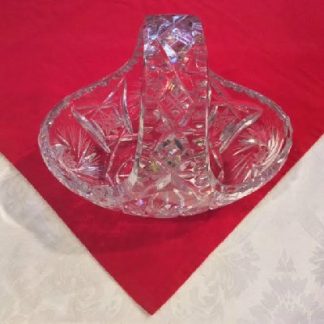 Cut Lead Glass Basket w/ Original Lausitzer German Democratic Republic Label