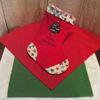 "Merry Christmas" w/ Decorated Tree Embroidered Christmas Stocking