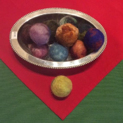 Cat Felted Wool Ball w/ Bell
