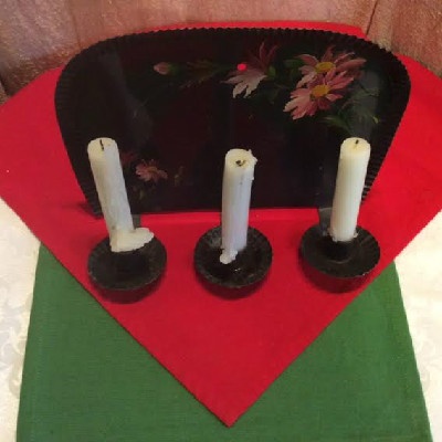 Floral Painted - Triple Candle Tin Sconce