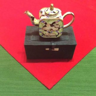 Kelvin Chen Style – Enamel Copper Cloisonne Tea Pot – Tan Buddha Cats