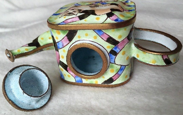 Kelvin Chen Style – Enamel Copper Cloisonne Tea Pot – Tan Buddha Cats