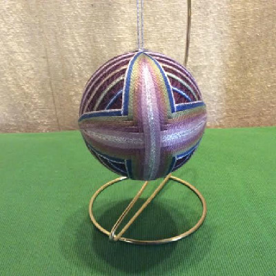 Temari Ball - Wine / Woven Lozenges - Large Japanese Thread Ball