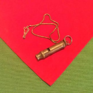 Brass Police/Military Whistle w/ Chain & Pocket Clip - Excellent Working Condition