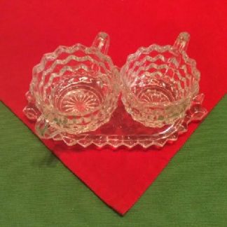Fostoria Glass - American Pattern - Sugar & Creamer w/ Tray