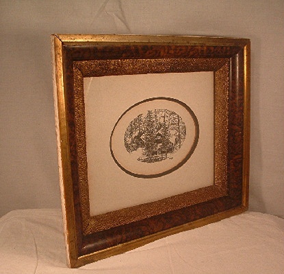 Victorian Wood Shadow Box Picture Frame w/ Pen & Ink Engraving by B. Weiss - Image 3