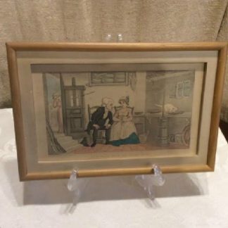 Early 1800's - Thomas Rowlandson - Hand Coloured Engraving Titled - "Dr. Syntax And The Dairy Maid"
