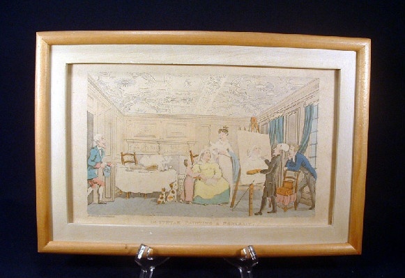 Early 1800's - Thomas Rowlandson - Hand Coloured Engraving Titled - "Dr. Syntax Painting A Portrait"
