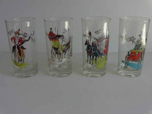 Anchor Hocking - Glass GAY NINETIES Tumblers - Complete Original Box Set - Scarce & Hard To Find