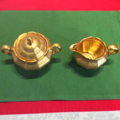 Gold Encrusted Sugar & Creamer - Rose & Daisy Pattern - Arzberg Porcelain Factory - Bavaria