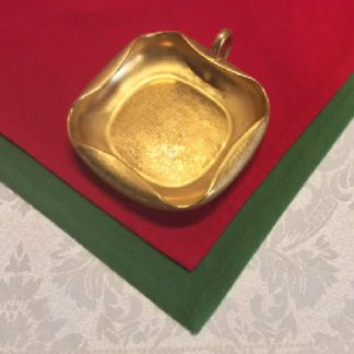 22KT Gold Encrusted - Handled Nappy- Candy Dish w/ Art Deco Rolled Rim - Signed Osborne
