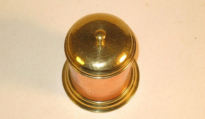 Antique Copper & Brass Salt Box - Cannister