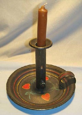 Tin Tole - Dish Push-up Candle Holder - C.1890 - Image 2