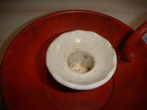 Painted Candle Holder w/ Porcelain Insert Late 19th century - Image 3