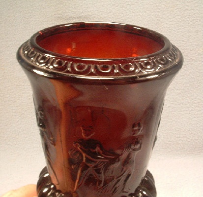 Ruby Red Glass Dancing Nudes Urn Vase - Early Imperial Glass - RARE