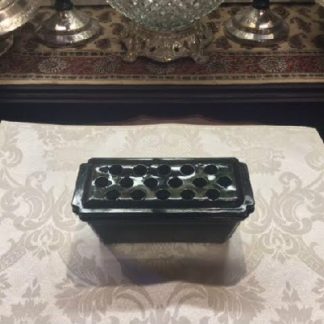 Black Amethyst "Window Box" Flower Frog - Vintage L. E. Smith Glass