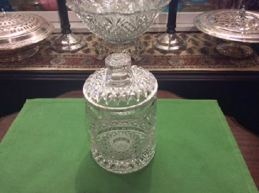 Clear - Hobstar Pattern - Lidded Biscuit / Candy Jar - Vintage Imperial Glass