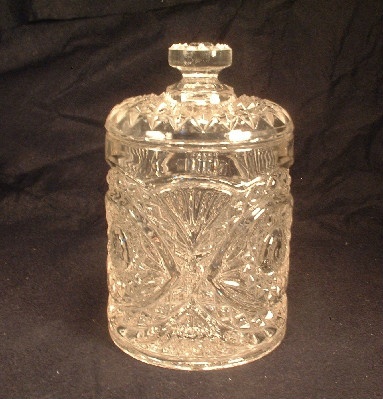 Clear - Hobstar Pattern - Lidded Biscuit / Candy Jar - Vintage Imperial Glass