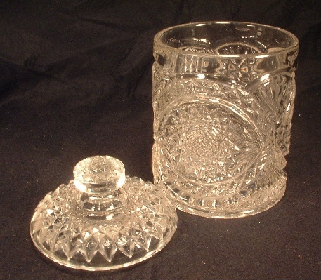 Clear - Hobstar Pattern - Lidded Biscuit / Candy Jar - Vintage Imperial Glass