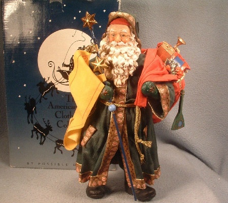 Clothtique Possible Dreams Santa Claus in Green Robe - 1991 - Vintage