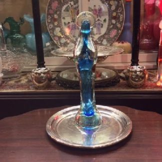 Venetian Art Glass - Blue & Crystal Glass Madonna w/ Gold Flecks - Made In Italy - Unmarked Murano ??