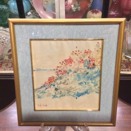 Signed Childe Hassam Watercolor - Poppies - Isles of Shoals