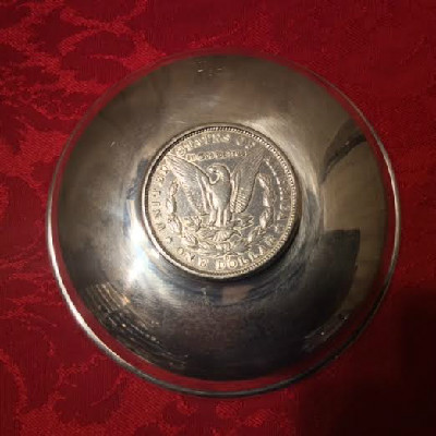 Sterling Dish w/ United States Coin - 1891 Morgan Silver Dollar