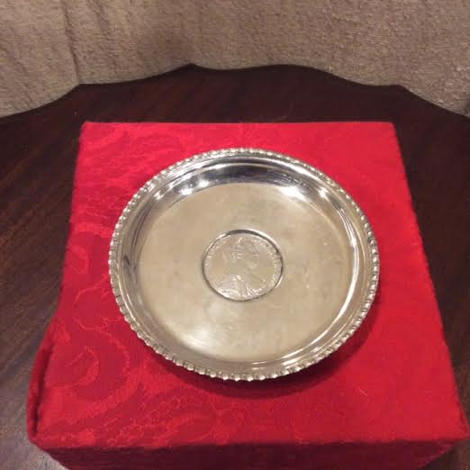 800 Silver Flat Pin Dish w/ Maria Theresia Taler Dated 1807
