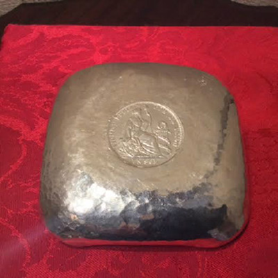 Sterling Hand Hammered Dish - Bowl w/ 1889 Peruvian 1 Sol Coin