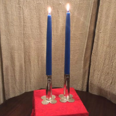 PAIR Silver Candlesticks / Flower Vases w/ Great Britain George V One Penny & Half Penny Coins
