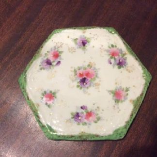 Tea Tile - 19th c. Victorian Hand Painted Floral Design